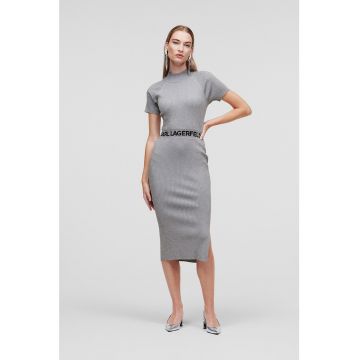 Rochie striata cu banda logo in talie