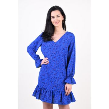 Rochie Vila Sky V-Neck Short Royal Blue/Blue Flower