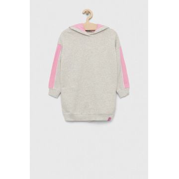 United Colors of Benetton rochie din bumbac pentru copii culoarea gri, mini, oversize