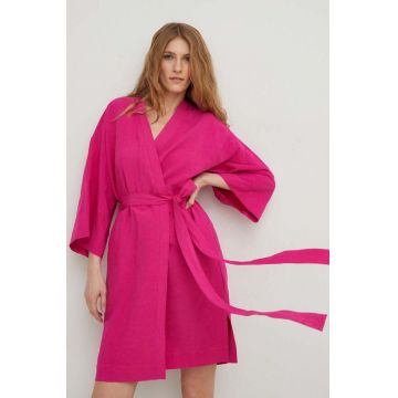 Answear Lab rochie din in x colecția limitată SISTERHOOD culoarea roz, mini, oversize