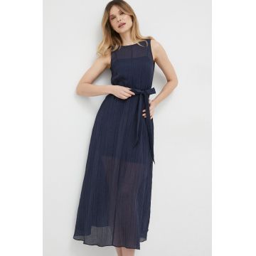 Armani Exchange rochie culoarea albastru marin, maxi, evazati