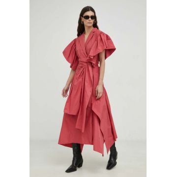 MMC STUDIO rochie Ilo culoarea roz, maxi, oversize