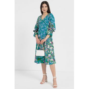 Rochie cu model floral si insertii de dantela Tutore