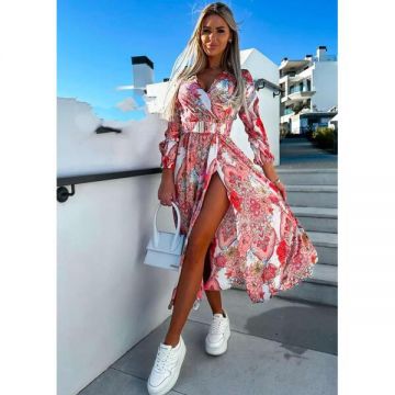 Rochie Dama FloweredSky Roz si Alb