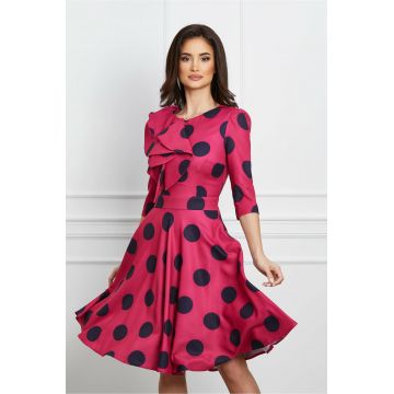 Rochie MBG fucsia cu buline si volan pe bust