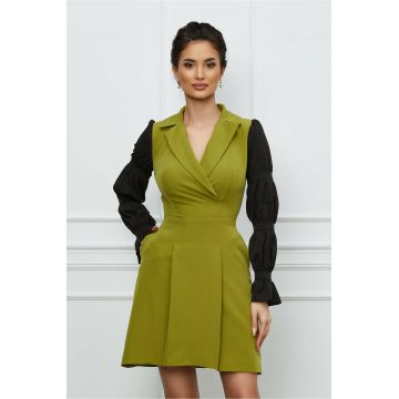 Rochie Moze lime cu maneci negre