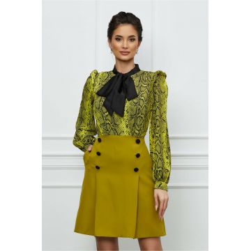 Rochie Moze verde lime cu print snake pe bust