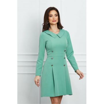 Rochie Moze verde mint cu nasturi si guler