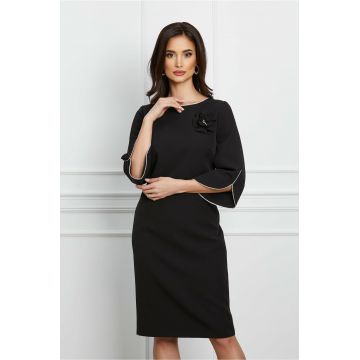 Rochie Vera neagra cu strasuri si floare detasabila