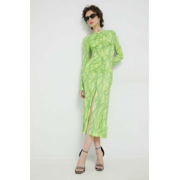 Rotate rochie culoarea verde, maxi, mulata