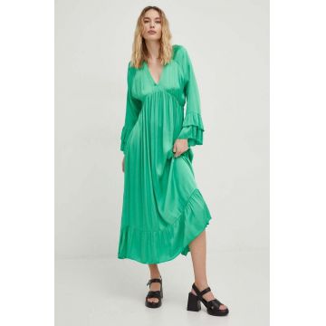 Answear Lab rochie culoarea verde, maxi, evazati