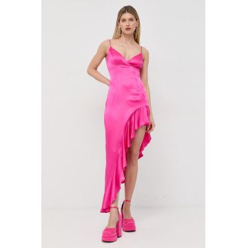 Bardot rochie culoarea violet, midi, mulata