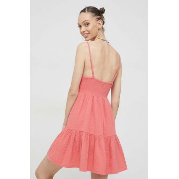 Billabong rochie din bumbac culoarea roz, mini, evazati