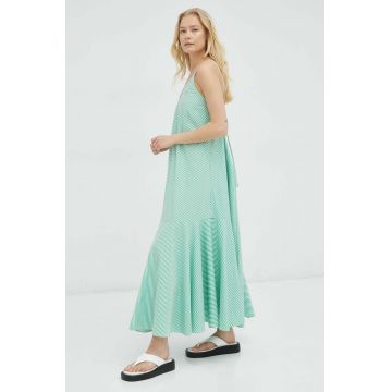 Herskind rochie din bumbac culoarea verde, maxi, evazati