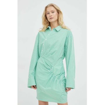 Herskind rochie din bumbac culoarea verde, mini, drept