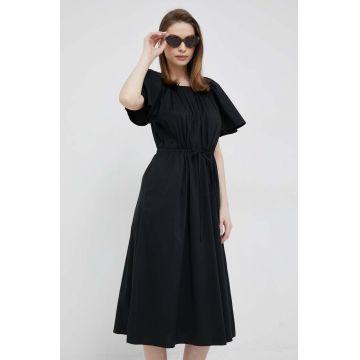 Dkny rochie culoarea negru, midi, evazati