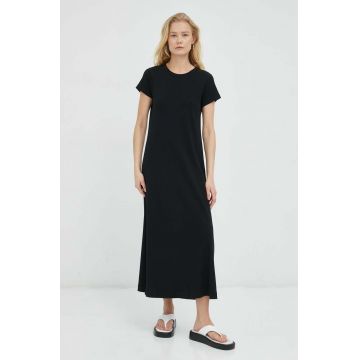 Drykorn rochie din bumbac culoarea negru, maxi, evazati
