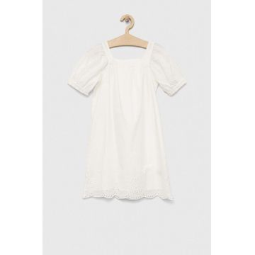 GAP rochie din bumbac pentru copii culoarea alb, mini, drept