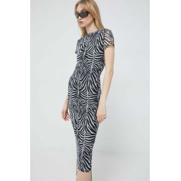 HUGO rochie culoarea negru, midi, mulata