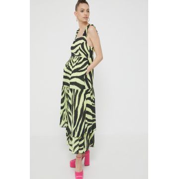 HUGO rochie culoarea verde, maxi, evazati