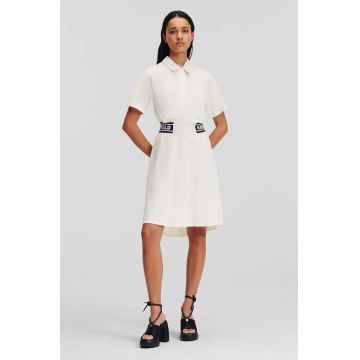 Karl Lagerfeld rochie din bumbac culoarea bej, mini, drept