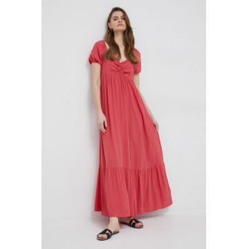 Pepe Jeans rochie Bernardette culoarea rosu, maxi, evazati