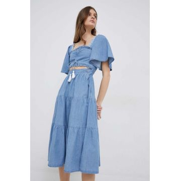 Pepe Jeans rochie jeans Aitana midi, evazati