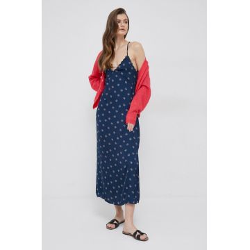 Pepe Jeans rochie Pala culoarea albastru marin, maxi, evazati