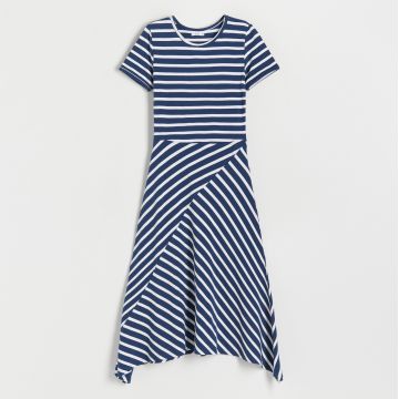 Reserved - Rochie midi din bumbac - Albastru