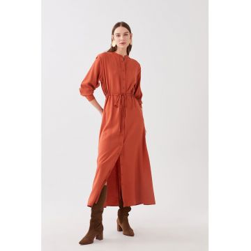 Rochie-camasa midi cu maneci lungi Rochie-camasa midi cu maneci lungi