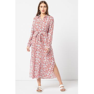 Rochie cu imprimeu floral si cordon in talie Perah