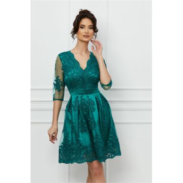 Rochie Ella Collection Anabel verde cu dantela