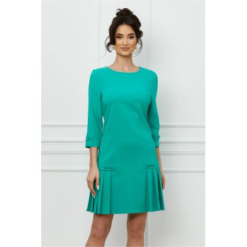 Rochie LaDonna verde cu pliuri la baza