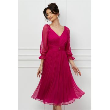 Rochie Leonard Collection fucsia din matase naturala