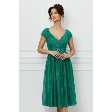 Rochie Leonard Collection verde cu glitter