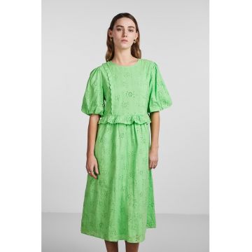 Rochie midi cu broderie Sangallo Summana