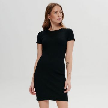 Sinsay - Rochie mini din tricot striat - Negru