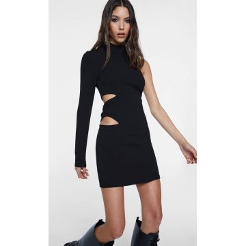 Stradivarius Rochie Asimetrică Decupată Negru Xl