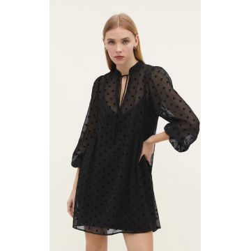 Stradivarius Rochie Boho Scurtă Imprimare Flock Negru L