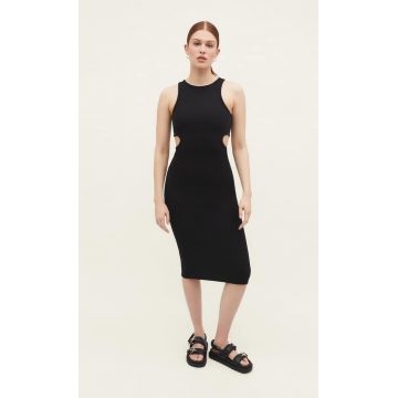 Stradivarius Rochie Midi Cu Decupaje Negru S