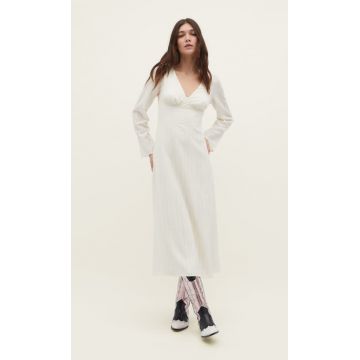 Stradivarius Rochie Midi Cu Șnur În Spate Vanilie L