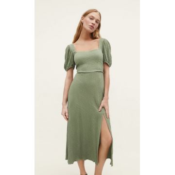 Stradivarius Rochie Midi Legată La Spate Kaki S