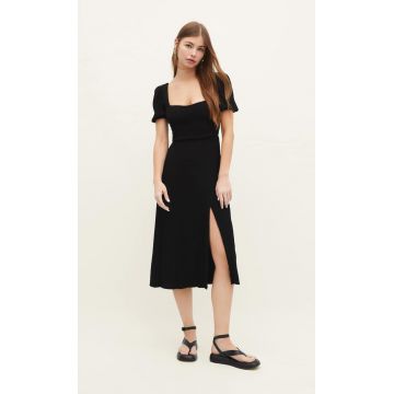 Stradivarius Rochie Midi Legată La Spate Negru L