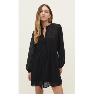 Stradivarius Rochie Scurtă Cu Guler Mandarin Și Imprimeu Negru S