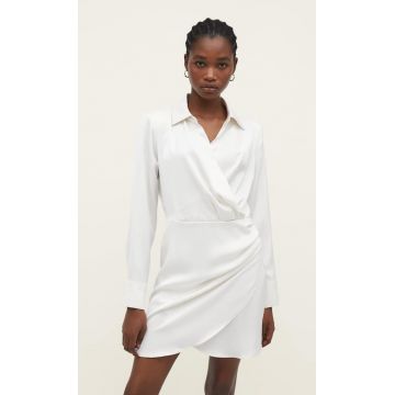 Stradivarius Rochie Scurtă Din Satin Cu Drapaj La Poale Ecru Xs