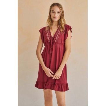 women'secret rochie EASY FIT culoarea bordo, mini, oversize, 5545132