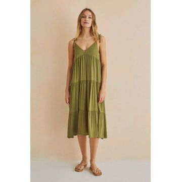 women'secret rochie JAMAICA culoarea verde, midi, oversize, 5545114