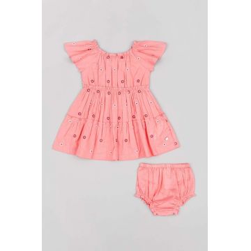 zippy rochie din bumbac pentru copii culoarea roz, mini, evazati