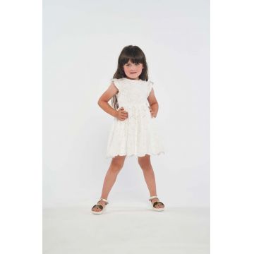 Birba&Trybeyond rochie din bumbac pentru copii culoarea alb, mini, evazati