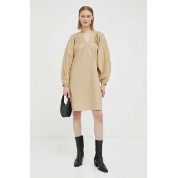 By Malene Birger rochie din bumbac culoarea bej, mini, oversize